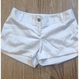 Studio Y  Mini Shorts Cuff Mid Rise Shiny White Women's Size 3/4